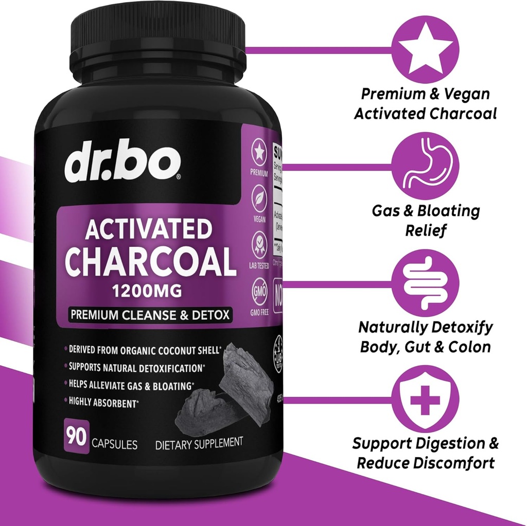 Lung Cleanse & Activated Charcoal Capsules - Respiratory Supplements & Organic Coconut Charcoal Pills for Stomach Gas and Bloating Support - Herbal Detox for Lungs, Bronchial Health & Gut 4