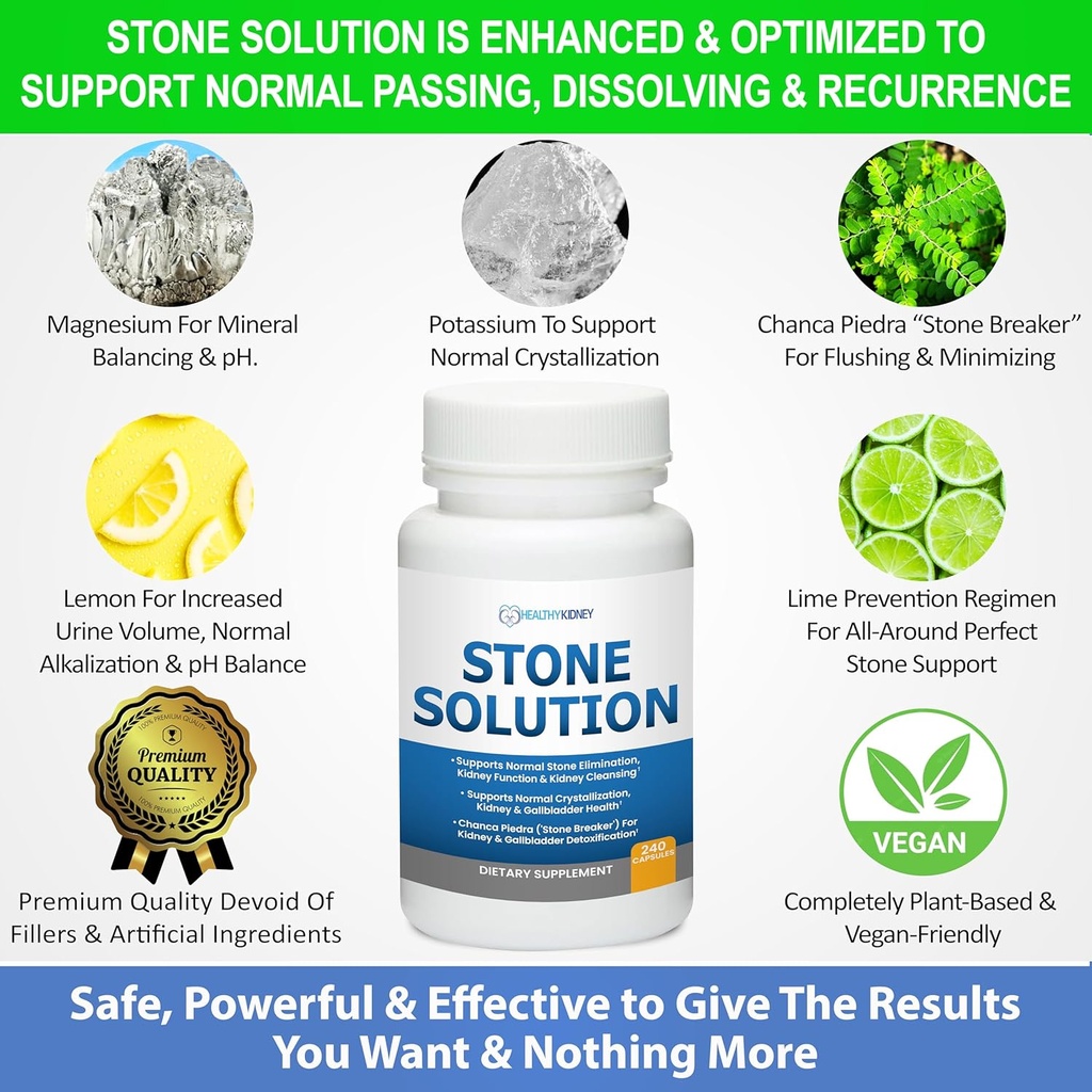 Stone Solution Capsules- Natural Dissolver, Kidney Stone Support & Kidney Cleanser, 60 Servings + Kidney Shield 120 Caps Kidney Supplement to Support Normal Kidney Function and Support Kidney Health 5