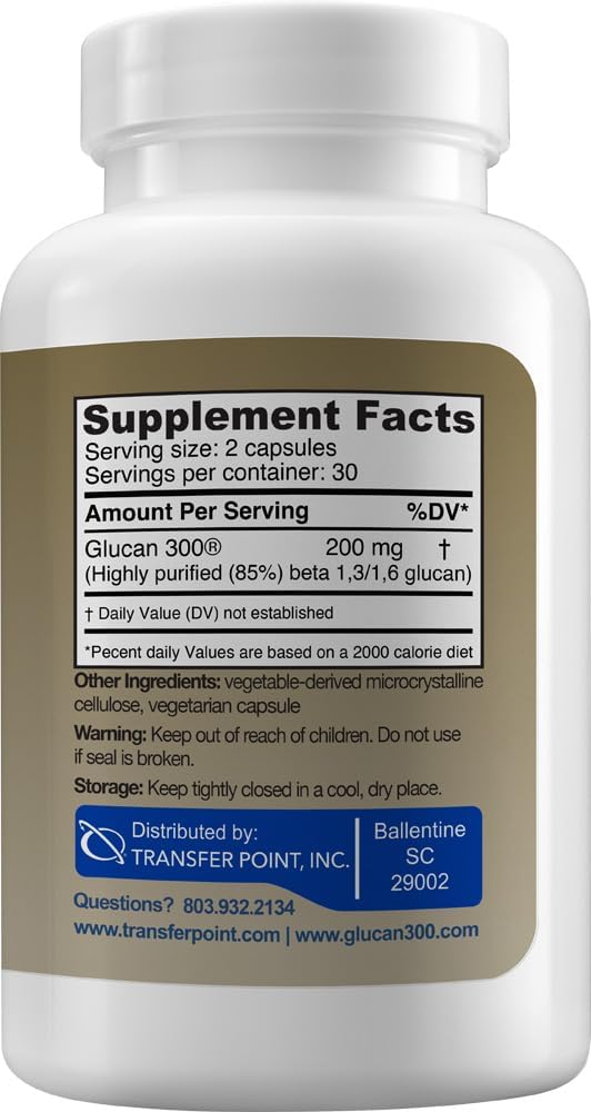 Transfer Point Immune Support Supplement Highly Purified Beta 1,3D Glucan 100 mg per Capsule (b-glucan Fiber) (Pack of 1) 3