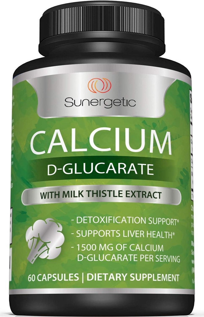 Sunergetic Premium Calcium D-Glucarate Supplement with Milk Thistle Extract - Calcium D-Glucarate for Liver Support & Detox Support – 500mg of Calcium D-Glucarate Per Serving – 60 Capsules 2