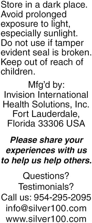 Silver 100 Ionic Silver Complex with Opti-Silver Optimized Delivery System for Immune Support - 100 ppm, 2oz (59.2mL) - Spray 5