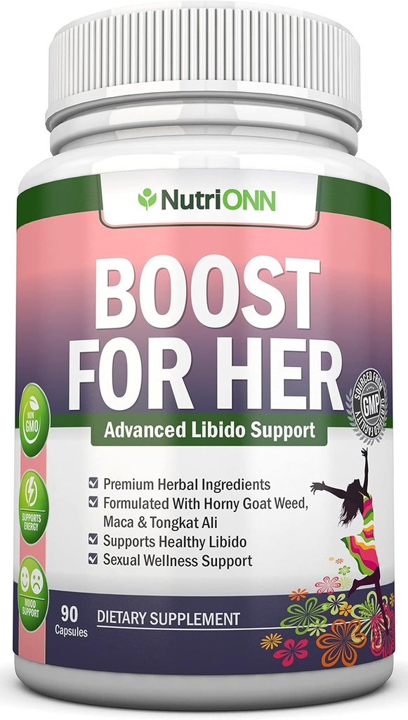 Boost For Her Libido Booster For Women – Activates & Enhances Libido - Mood & Desire Boost - Non-GMO - All Natural Herbal Aphrodisiac - With Horny Goat Weed, Maca, Tongkat Ali & Tribulus - 90 Capsules 2