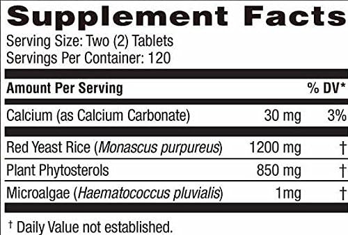 Weider Red Yeast Rice Plus with Phytosterols 1200 mg per 2 Tablets - 240 Tablets 3