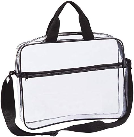 Clear Portfolio Briefcase Messenger Bag with Handles Work Document Storage Holder Transparent Travel File Organizer with Front Zipper Pouch & Pen Pocket On Side 2