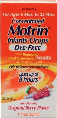 Motrin Pain Reliever/Fever Reducer Infants' Drops Concentrated Dye-Free Berry Flavor (Pack of 2) by Motrin 2