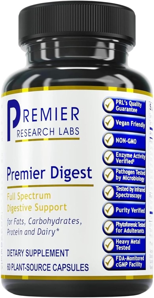 Premier Research Labs Active Digestive Enzymes with Probiotic and Prebiotics - Promotes Full- Spectrum Digestive Support - with Amylase, Protate & Lipase, 60 Plant- Sourced kapsułki