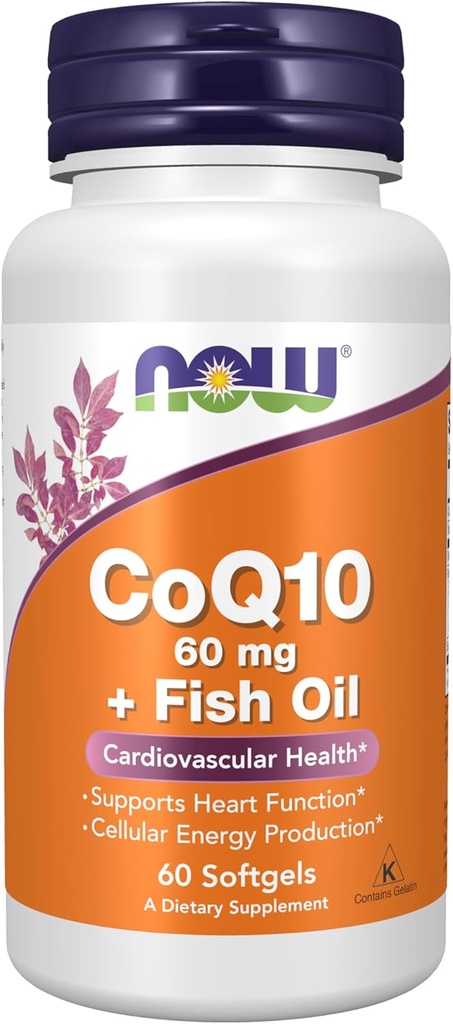 Elikagaien gehigarriak, CoQ10 60 mg Omega 3 arrain-olioarekin, osasun kardiobaskularra*, 60 Softgels