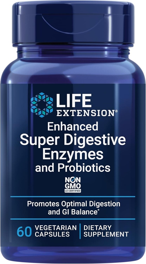 Ekstensi Hidup Enhanced Super Digetical Enzymes dan Progories - B. coagulans Probiotic, 10 Digetical Enzymes - Pasokan Ditrable, Comfort & GI Keseimbangan - Non-GMO, Vegetarian - 60 Capsules