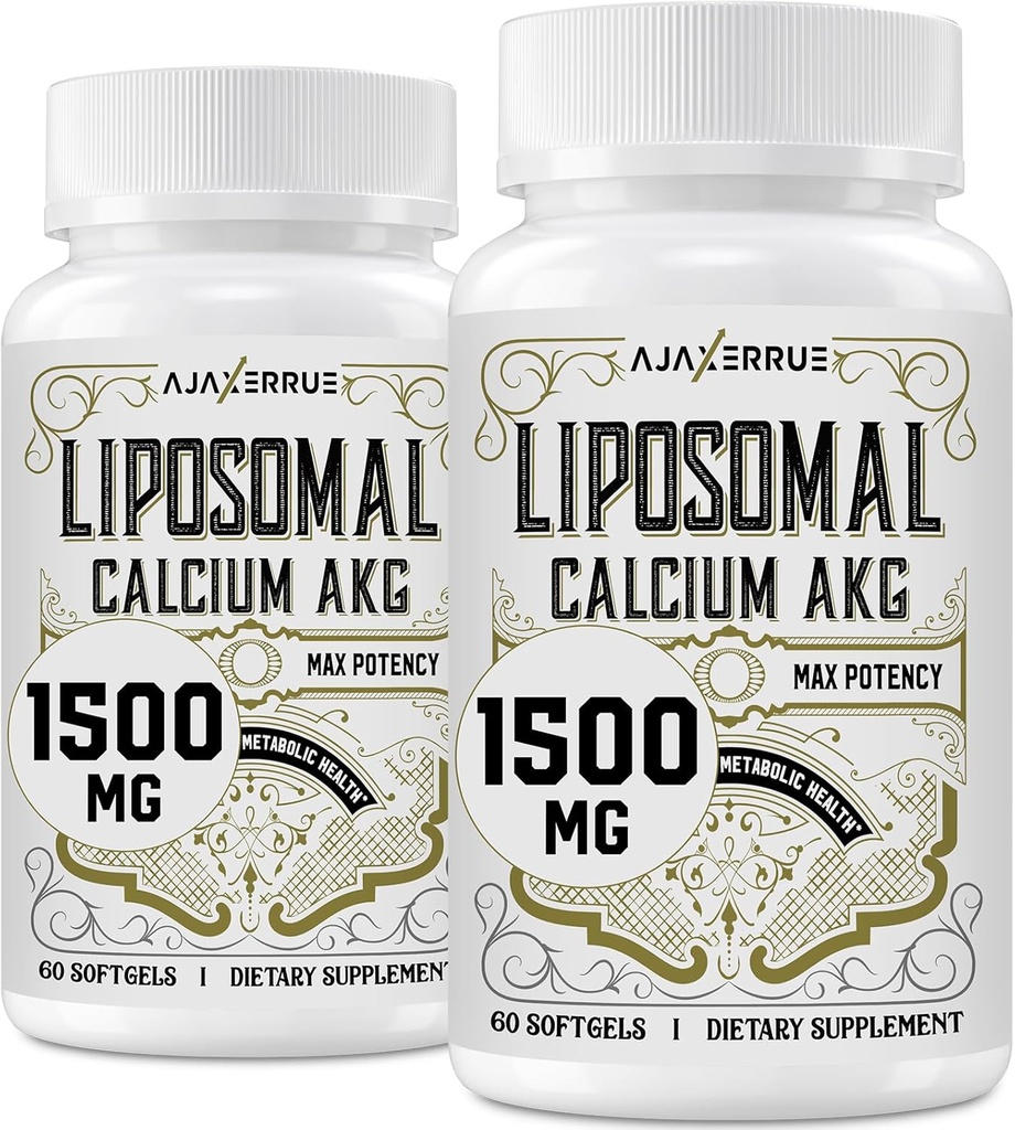 Liposomal Calcium AKG Supplement 1500 MG (Alpha-Ketoglutaric Acid), 高吸收, 更有效于 AAKG, Ca AKG 换长寿, 年龄防御, 细胞能, 代谢函数, 120软胶