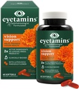 Eyetamin Vision Support - 60 Kapsułek Okulistycznych - 2X Luteina i Zeaksantyna wiodących marek - Plant- Based, Natural - Wegan i Non-GMO Formuła (60 Count)