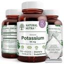 Natural Nutra Elemental Potassium Gluconate 99 mg Dietary Supplement – Promotes Energy, Helps Boost Nervous System, Promotes Heart Health, Mineral Regulation, Muscle Function - 250 Vegan Tablets