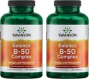 Swanson B-50 B-Complex - Yüksek Potency & Bioavailability ile B Vitamin Kompleks - Immune System Support, Aids Heart Health, & Supports Health Nervous System - (250 Capsules) (2 Pack)