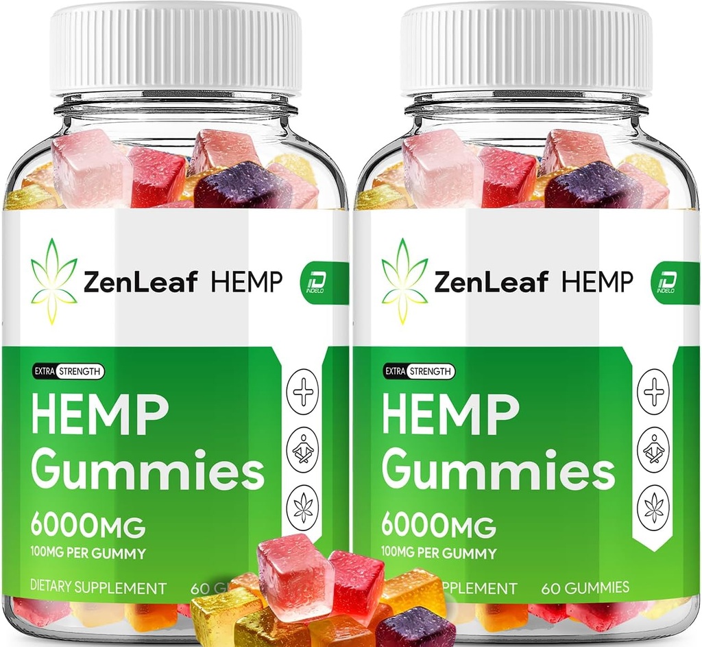 Zen Leaf Hemp Gummies - with Hemp Seed Extract ZenLeaf Hemp Gummies Tinnitus Herbal Supplement, Health and Wellness Support, All Natural Zen Leaf Hemp Gummy (2 Pack - 120 Gummies)