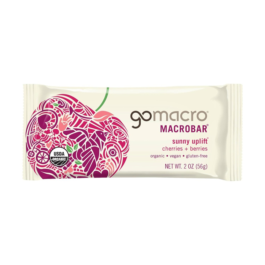 Gomacro, Bar Sunny Uplift Cherries Berries 유기, 2 Ounce