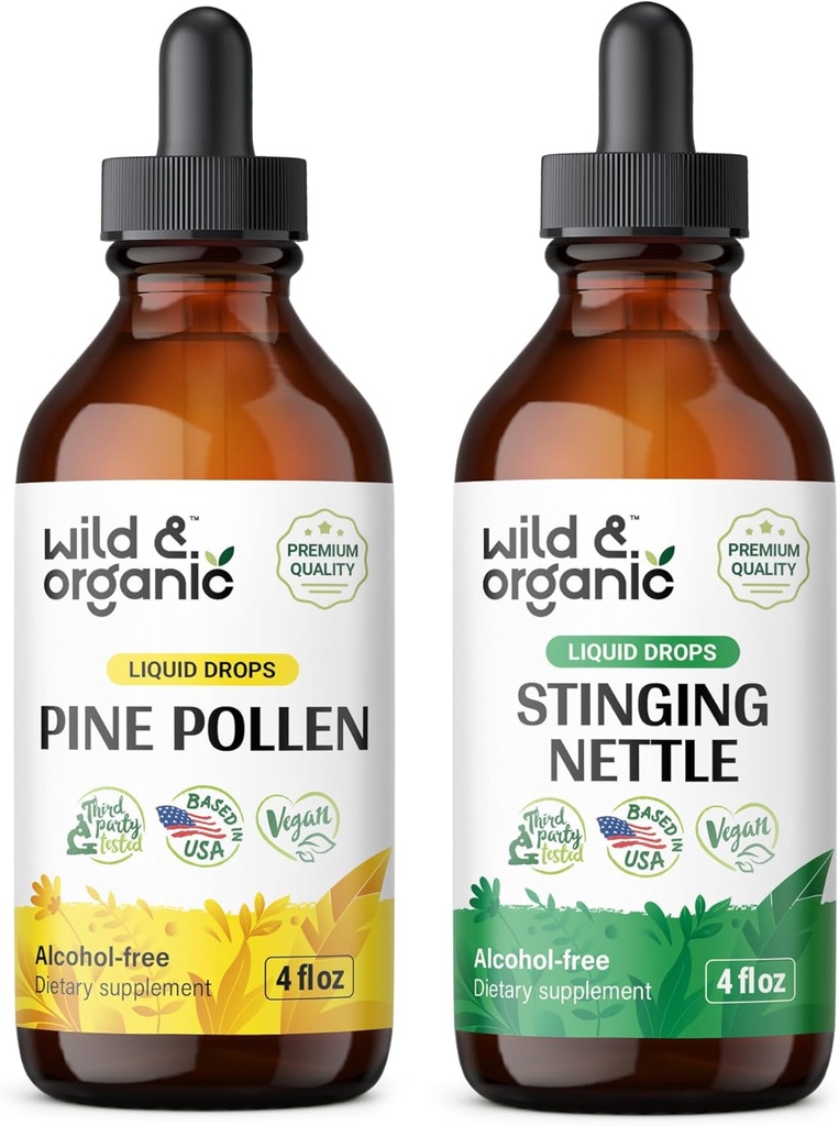 Pinho selvagem e orgânico Polen Tintura 4 fl oz & Sting Nettle Root Tintura 4 fl oz