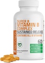 Bronson Super B Vitamine B Complex Sustained Slow Release (Vitamine B1, B2, B3, B6, B9 - Foliumzuur, B12) bevat alle B Vitaminen 60 tabletten