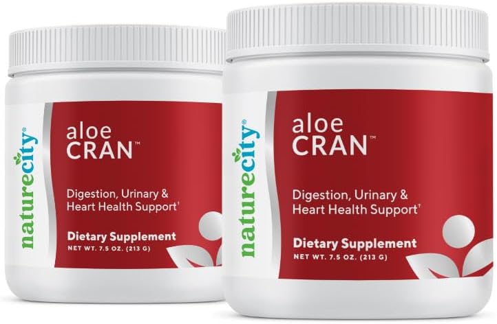 NaturezaCity AloeCran Açúcar Free Drink Mix Supplement (Pure Aloe Vera, Cranberry Powder & Dietary Fiber) Concentrado de Cranberry não adocicado (Urinary & Metabolic Health)