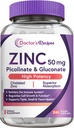 Retete de dr. Zinc 50 mg, Picolinat de zinc şi Gluconat foarte absorbabil, susţine apărarea imună naturală, formarea ADN-ului şi proteinei, creşterea celulelor, ne-GMO, 240 Capsule vegetale