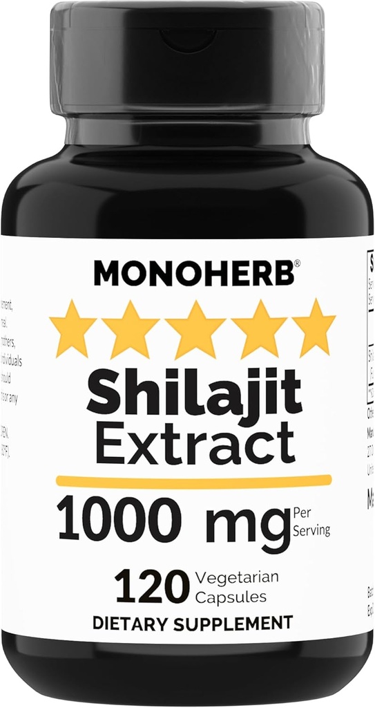 MONOHERB Shilajit Trích xuất 1000 mg - 120 Capsules ăn chay