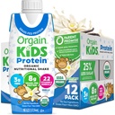 Orgain Organic Kids Nutritional Protein Shake, Vanilla, Healthy Kids Snacks, 8g Dairy Protein, 3g Fiber, 22 Vitamins & Minerals, No Soy ingredients, Gluten Free, Non-GMO, 8.25 Fl Oz (Pack of 12)