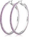 925 Sterling Silver Earrings Large Rhinestone Hoop Earrings Big Cubic Zirconia Hoop Earrings Thin Rhinestones Round Hoop Earrings for Women 20/30/40/50/60/70mm Sparkly Hoops With Crystals for Womens