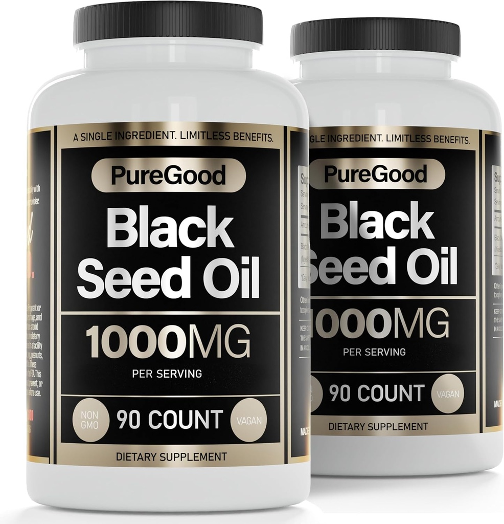 2 Pack - Black Seed Oil Capsules, 500 Mg, Cold Pressed High Potency Digestieve Hulp, 90 Tel 100% Niet GGO Pure Black Cumin Seed Oil Capsules