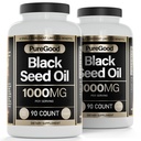 2 Pack - Black Seed Oil Capsules, 500 Mg, Cold Pressed High Potency Digestive Aid, 90 Count 100% Non GMO Pure Black Cumin Seed Oil Capsules