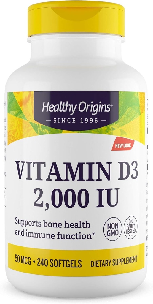 Gezonde oorsprong Vitamine D3, 2000 IE, 240