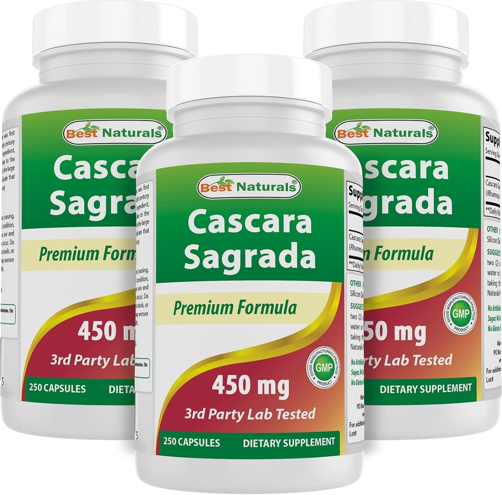 최고의 자연 Cascara Sagrada 450 mg 250 캡슐 (250 개)