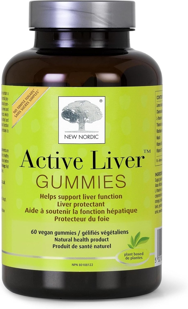 NEW NORDIC Active Liver Gummies, Milk Thistle, Artichoke & Turmeric Addition, Natural Peach Mango Flavor, Sugar Free & Vegen, 60 Count (Pack of 1)