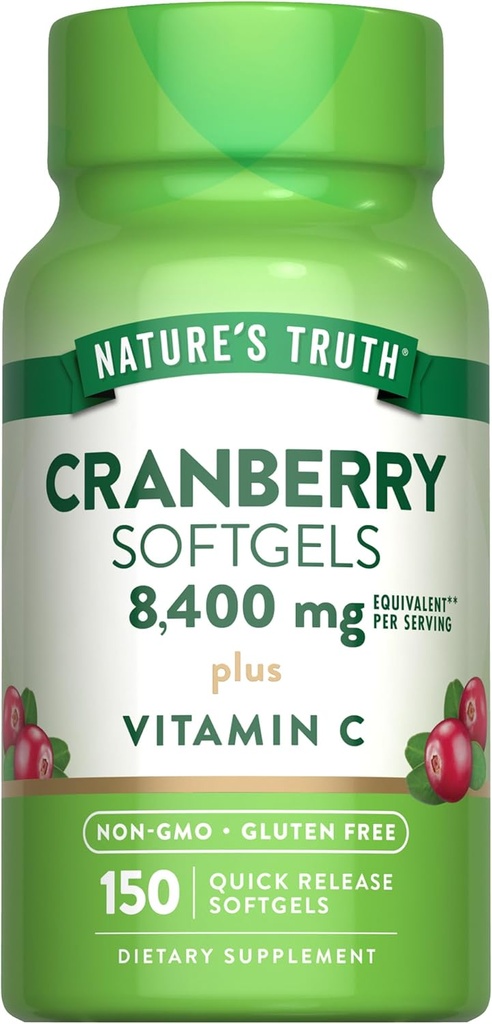 La veritat de la natura Cranberry amb Suavitats Vitamina 8400mg, 2001, 150 Pils Tractry support for nutthen-GO i Guten Free suplementari