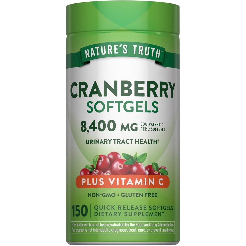 Nature's Truth Cranberry Pills with Vitamin C | 150 Softgels | Urinary Tract Health Support | Non-GMO & Gluten Free Supplement