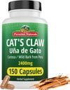 Peruanska Naturals Cats Claw Herbal Supplement 150 Capsules - Uña de Gato 2400mg Vegan, 100% Natural Cats Claw Bark Grown i Peru, Non-GMO, Uncaria Tomentosa UNA de Gato