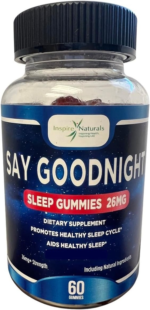 Say Goodnight Melatonin Gummies - Melatonin 2mg, Passionflower, Може Promote Здоровий цикл сну, Non-Habit Формування, Природні інгредієнти, може допомогти Calm & Relax Тіло, 60 Gummies