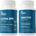 Tobias Alpha GPC & Dgestive Enzymes - Tuki Cognitive Function & Everyday Gut Health Biosavable Choline Supplement & Premium Enzymes for Digestion, non-GMO