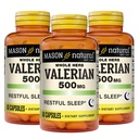 MASON NATURAL Valerian Root 500 mg, 6 Month Supply, Natural Sleep Aid, Promotes Healthy & Restful Sleep, Herbal Supplement, 3 Pack