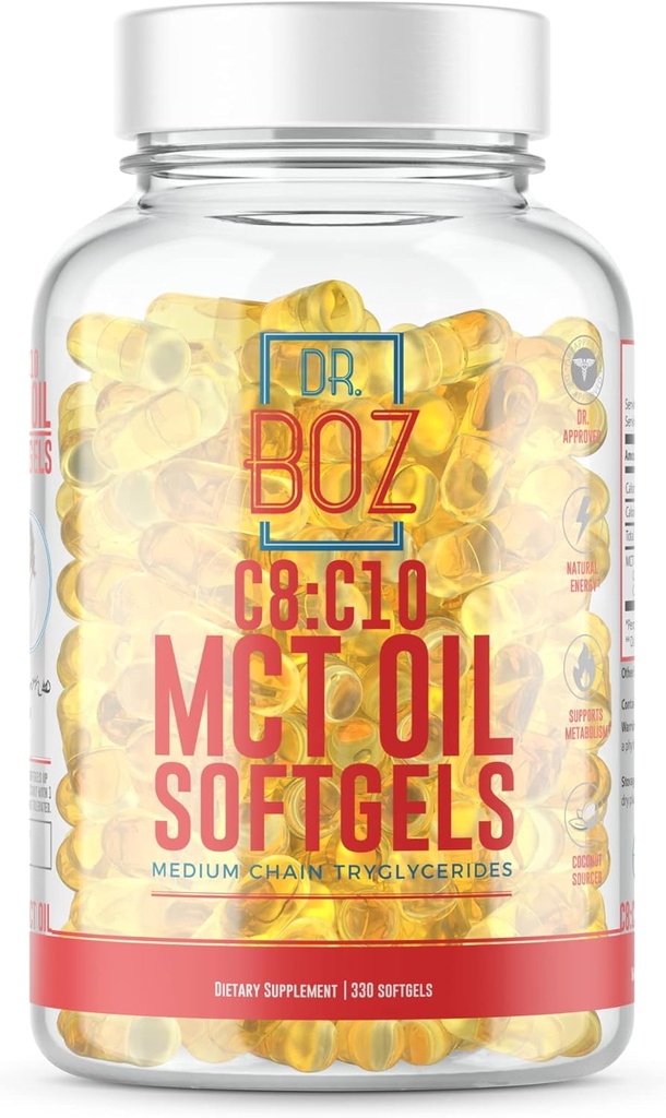 Boz博士 - C8:C10 MCT石油补充剂(330 Softgels) - 医生批准 - 自然能源,体重管理,和精神重点 - 增加Ketones - 纯椰子油制造 - 在美国制造 - 自我护理