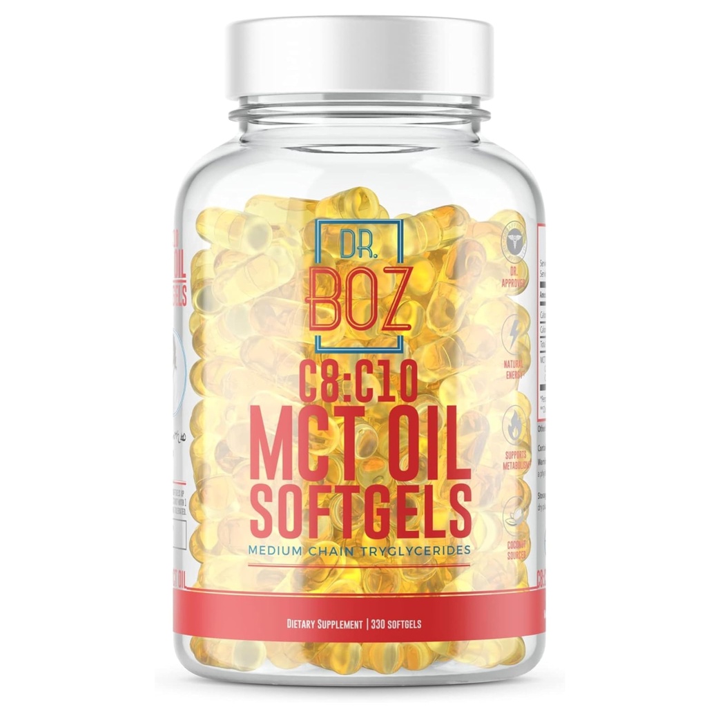Dr. Boz - C8:C10 MCT Oil Supplement (330 Softgels) - Doctor Approved - Natural Energy & Mental Focus - Increases Ketones - Made from Pure Coconut Oil - Made in the USA - Self Care