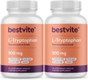 BESTVITE L-Tryptophan 캡슐 당 500mg (240 채식 캡슐) (2-Pack) - NO Stearates - 실리카 없음 - 젤라틴 없음 - Vegan - 글루텐 없음 무료 - 비 GMO