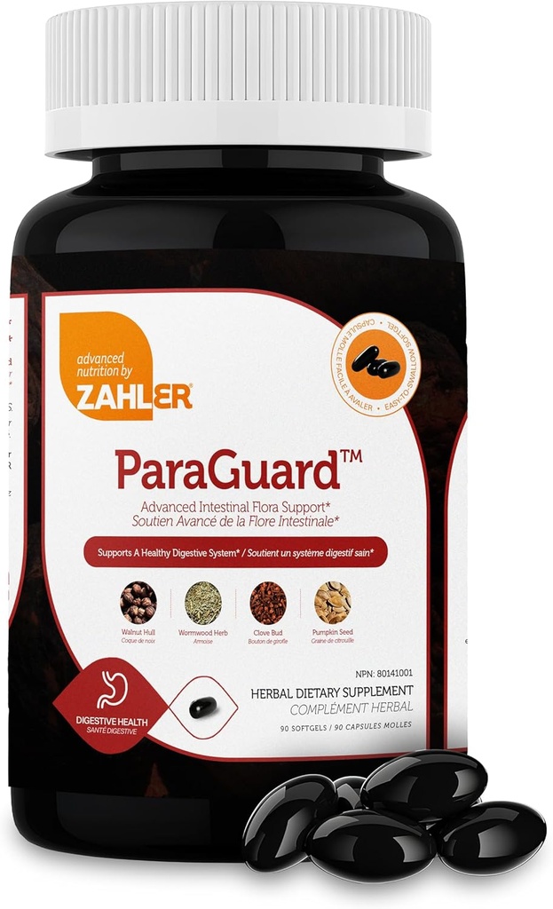 Zahler - ParaGuard Cleanse Softgels - Gut Health Detox Supplement - Formula má Wormwood, Cesnak cibule, tekvica Seed, Clove & More - Prírodné čistenie Detox pre ľudí - Certified Kosher (90)