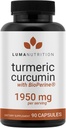 Luma Nutrition Turmeric Curcumin עם Black Pepper - 95% Curcuminoids - 1950 מ"ג פרי - Premium Turmeric תוסף - עם bioPerine עבור Max Absorption - Made in USA - 90 קפסולות