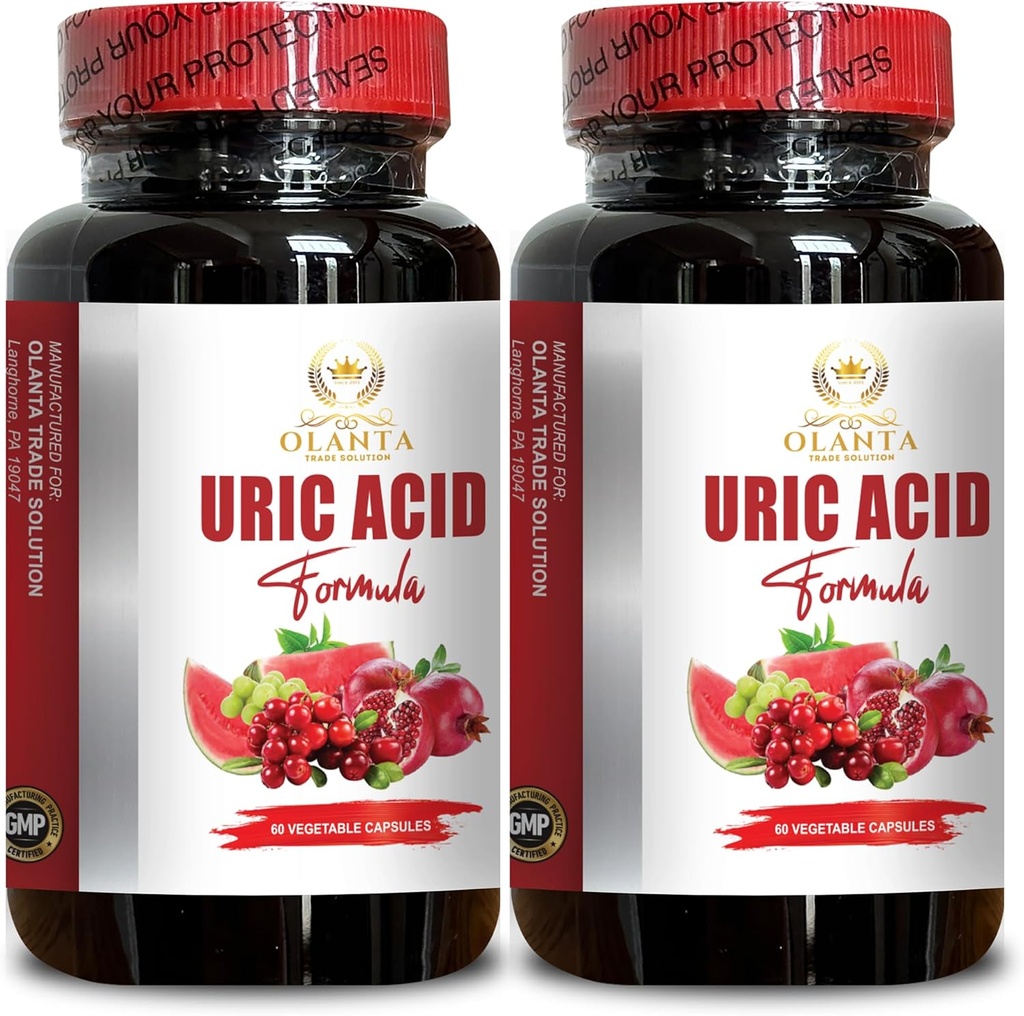 URIC Acid - Uric Acid Support Premium Formula, Powerful Joint Support and Uric Acid with Tart Cherry Extract, Celery Seed, Turmeric - 2 Bottles 120 Capsules