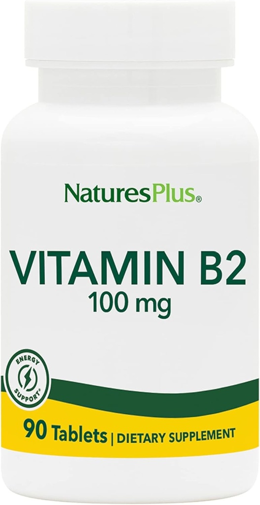Naturezas Plus Vitamina B2 (Riboflavina) - 100 mg, 90 Comprimidos Vegetarianos - Energia Natural & Metabolismo Booster, Promove Saúde Geral - Gluten-Free - 90 Servimentos