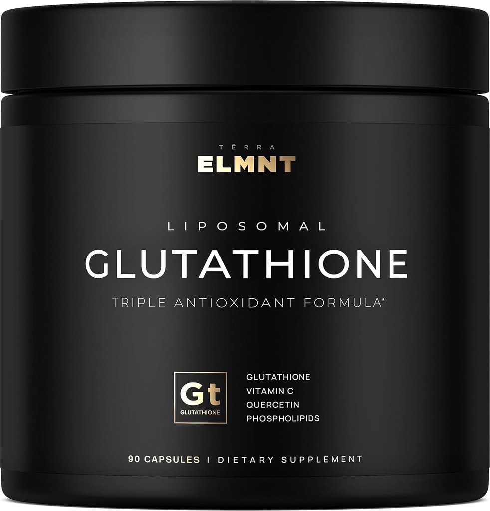 ELMNT 2150mg Super Liposomal Glutathion Supplement w. Vitamin C, Quercetin & Pure L Glutathione 2000mg Triple Action Formula Glutathione Liposomal Supplement w. Phospholipid Layer - 90 Pillen, Non-GMO