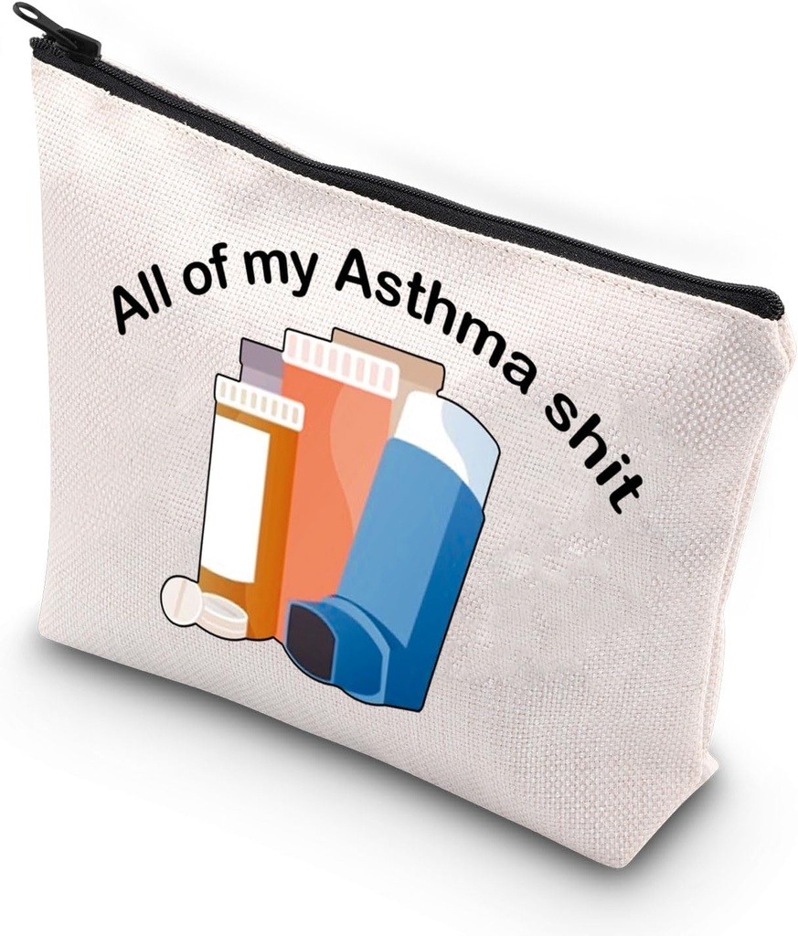 VAMSII Asthma Fighter Gift Inhaler Travel Bag All My Asthma Shit Awareness Medicine Bag