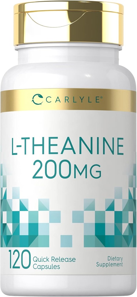 Carlyle L-Theanine 200мг Supplement 120 Капсули Non-GMO, клейковини безкоштовно