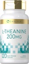 Carlyle L-Theanine 200mg täiendus | 120 kapslit | Mitte-GMO, Gluteenivaba