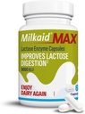 Milkaid Max Capsules for Lactose Intolerance Relief with Lactase Enzyme, Dietary Supplement to Help Prevent Gas, Bloating & Diarrhea Due to Lactose Sensitivity | 9000 ALU (60 Capsules, Unflavored)