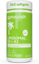 UpNourish Liposomal D3 & K2 MK-7, Advanced Absorption for Optimal Bone and Immune Health, Supplies 5000 IU 125 mcg Vitamin D3 and 100 mcg Vitamin k2 with Organic Coconut Oil, 365 Mini softgels