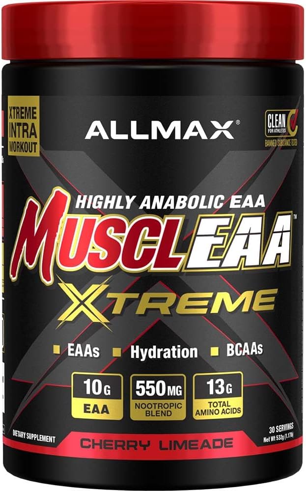 ALLMAX MUSCLEAA Xtreme, Cherry Limeade - 532 g pulver - gir EAA, BCAA & Hydration - Opp til 30 Serveringer